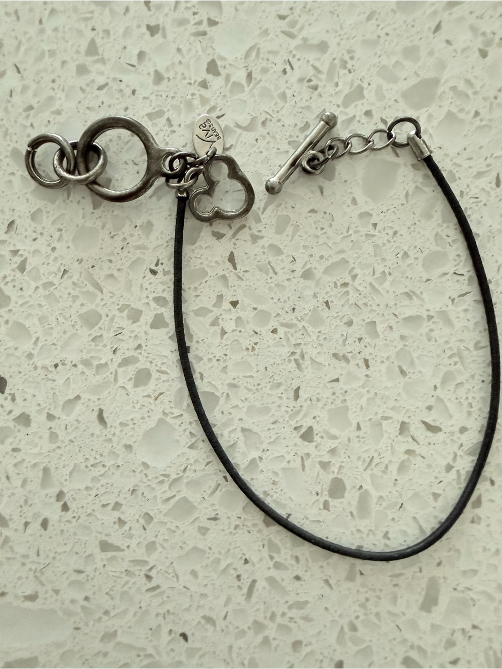 Disney Viva Beads Mickey Bracelet Necklace Silver Tone Adjustable Cord Retired